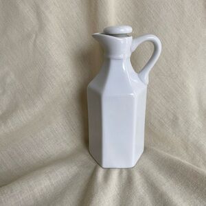 Xcell Decorative Milk Glass Pitcher with Stopper Cruet Dressing Bottle Vase